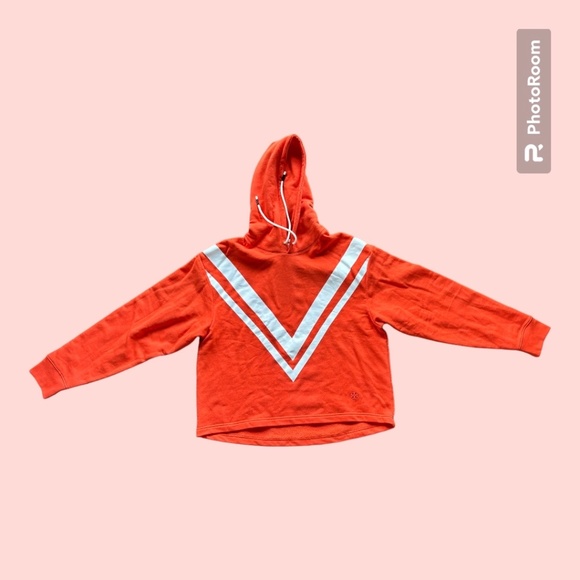 Tory Burch French Terry Chevron Hoodie. Size Small, Varsity Orange, Never worn. - Picture 4 of 7